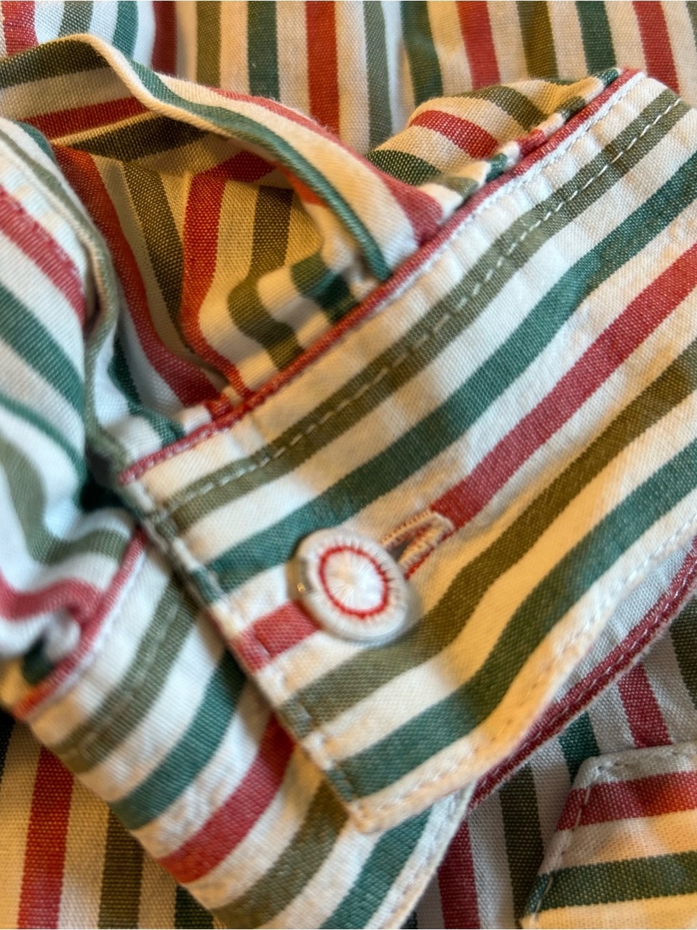 Wallmann vintage red green white striped long sleeve top XL eclectic Grandpacore - Picture 9 of 10